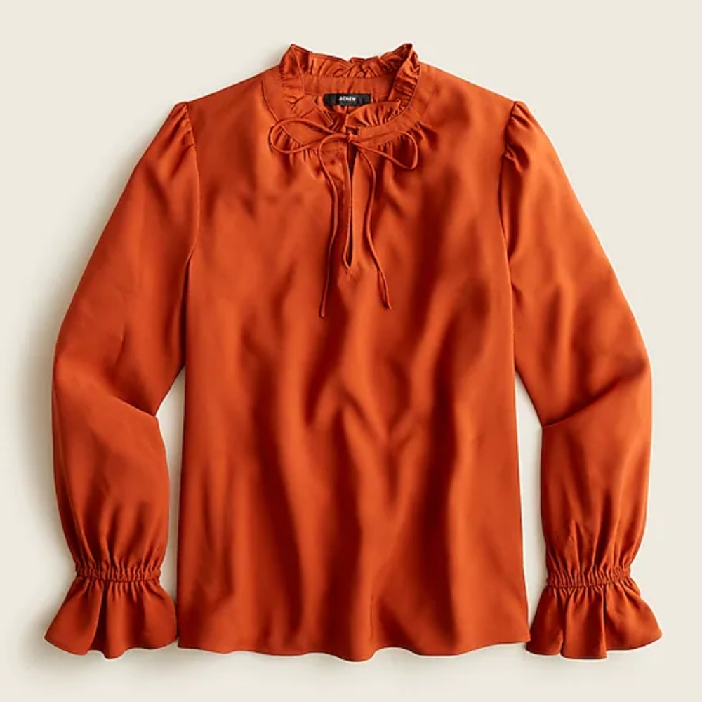NWT JCrew Gathered Ruffle Drapey Blouse